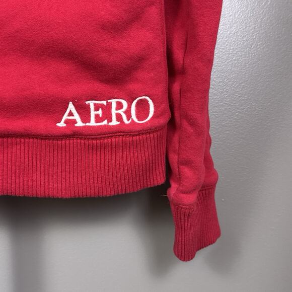 Vintage Y2K Aeropostale Faux Fur Zip Hoodie Juniors Size XL Red Jacket A87 Lined - Picture 12 of 14